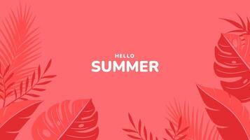 Hello summer concept design with leaves design vector