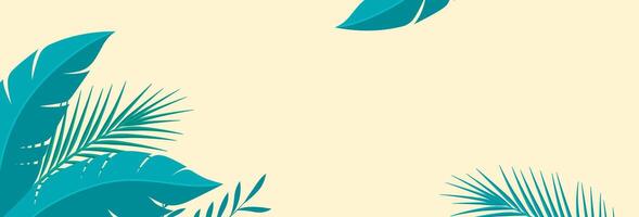 Tropical summer leaf banner design. Minimal summer background vector