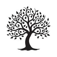 A simplistic tree silhouette in a stylized black flat color on a white background vector