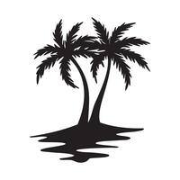 two palm tree silhouette on white background vector