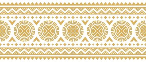 Ethnic aztec navajo border with traditional tribal seamless pattern. vector