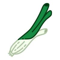 Color icon of crunchy scallion vegetable in simple and playful design. for logo, infographic, mobile apps, print, UI, web design and ads vector