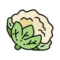 Color icon of fresh cauliflower vegetable in fresh and minimal design style. for mobile apps, logo, web design, print, ads, UI, and infographics vector