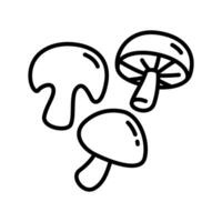 Simple Line Icon Set of Mushrooms for Vegan Dishes, Forest Forage, and Culinary Design vector