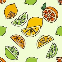 Seamless Illustration of Fresh Yellow Lime or Lemon Slices for Hydrating and Cooling Lemonade. Can Be Used as Background, Banner, Print, Textile, Fashion, and Food Packaging Design vector