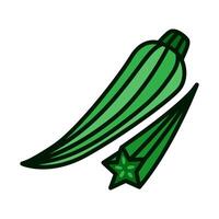Color icon of juicy okra vegetable in fun and modern graphic style. for infographics, logo, print, mobile apps, web, UI, and digital ads vector