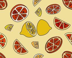 Seamless Illustration of Healthy Lemon and Grapefruit Slices for a Refreshing Citrus Drink. Can Be Used as Background, Banner, Print, Textile, Fashion, and Food Packaging Design vector