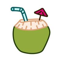 Color icon of sweet young coconut fruit in playful and modern illustration style. for logo, infographic, ads, mobile apps, UI, web design and print vector