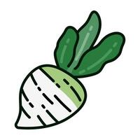 Color icon of crunchy radish root vegetable in simple and playful design. for logo, infographic, mobile apps, print, UI, web design and ads vector