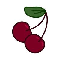Color icon of ripe cherry fruit in clean and modern flat illustration style. for logo, infographic, ads, print, UI, web design and mobile apps vector