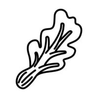 Minimal Line Icons of Mustard Greens for Leafy Vegetable, Detox, and Vegan Diet Concepts vector