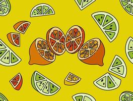 Seamless Illustration of Fresh Lime and Melon Slices for a Refreshing and Hydrating Summer Snack. Can Be Used as Background, Banner, Print, Textile, Fashion, and Food Packaging Design vector
