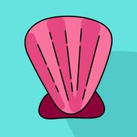 Playful doodle line art of summer beach theme with seashells and Clams elements. Can be used for children's books, posters, brochures, coloring books, education and learning vector