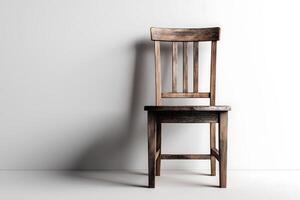 Isolated Image of Wooden Chair on Plain White Background photo