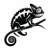 Chameleon Silhouette Reptile On Branch vector