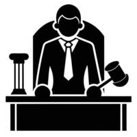Judge With Gavel And Pillar Icon vector
