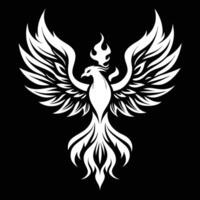 White Phoenix Bird On Black Background vector