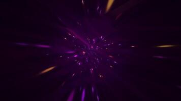 Shiny glowing neon disco lights background with flowing colorful particles and light flares. This trendy glittering party background animation is full HD and a seamless loop. video