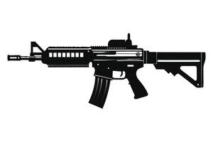 Black Assault Rifle Isolated On White vector