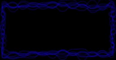 Abstract glowing blue wave lines forming a rectangular frame on black video