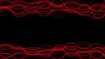 Abstract red wave lines forming symmetrical borders on a black background video
