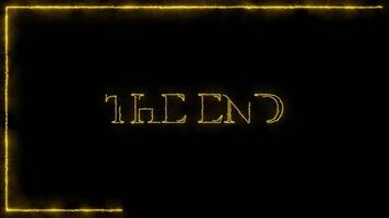 the end text word animation loop with enegize line glow in black background video