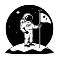 Astronaut Planting Flag On Lunar Surface vector