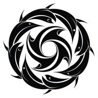 Stylized Black And White Dolphin Circle vector