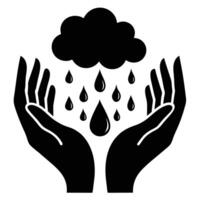 Hands Holding Cloud With Rain Drops vector