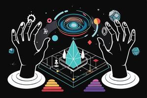 Digital World Abstract Graphic Illustration vector