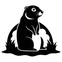 Silhouette Of A Groundhog In Grass vector