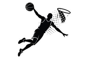 Silhouette Of Basketball Player Scoring Dunk Shot vector