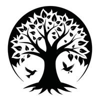 Tree Of Life With Birds Silhouette vector
