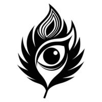 Feather Eye Black And White Symbol vector