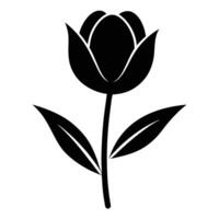 Simple Black Tulip Flower Image vector
