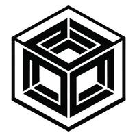 Abstract Geometric Cube Illusion Monochrome vector