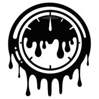Melting Clock Time Black And White vector