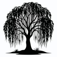 Silhouette Of A Weeping Willow Tree Art vector