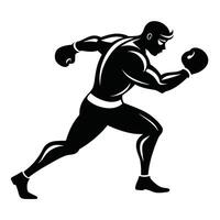 Silhouette Of A Boxer Attacking vector