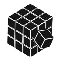 Unsolved Cube Puzzle Monochrome Illustration vector