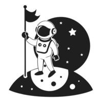 Astronaut On Moon Monochrome Graphic Design vector