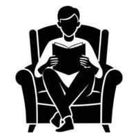 Man Reading Book On Armchair vector