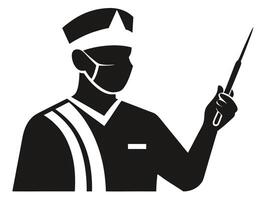Medical Worker In Mask Pointing vector