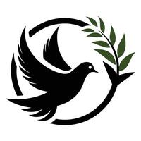 Dove With Olive Branch Symbol vector