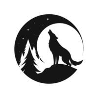 Howling Wolf At Night Illustration vector