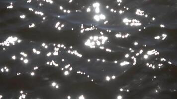 Rippling dark water surface gleaming with golden sunlight, shimmering and sparkling across liquid texture. video