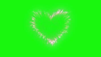 fireworks in the shape of a heart on green screen video