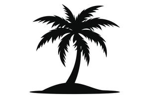 Palm Tree Silhouette On A Beach vector