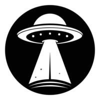 Ufo Beam Graphic In Black Circle vector
