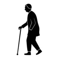Old Man Walking With A Cane vector